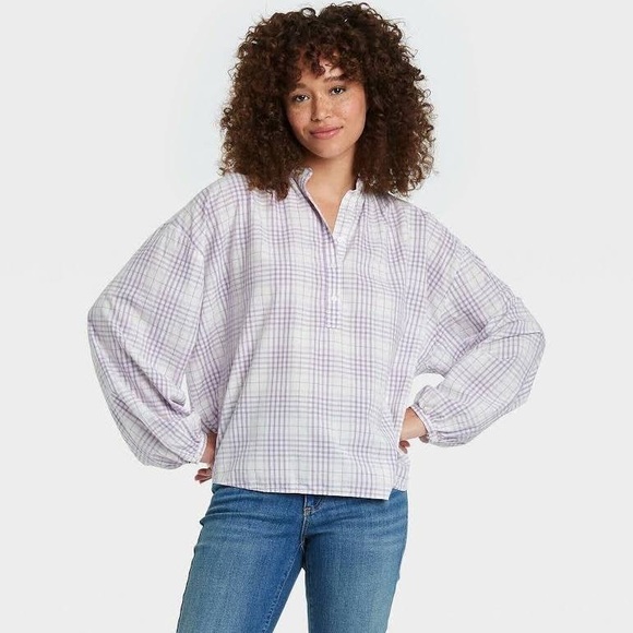 Universal Thread Tops - Universal Thread Plaid Blouse, Size XXL